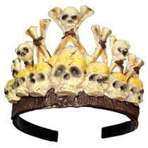 Tiara Halloween Com Caveiras de Esqueleto Coroa pra Fantasia Dia das Bruxas Vampira Voodoo Cabelo Maluco - Fantasias Carol 7LB