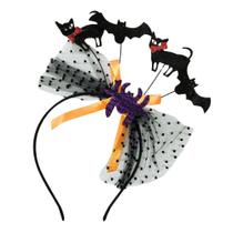 Tiara Halloween Infantil Adornada Com Mini Morcegos E Laço Em Tule
