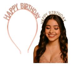 Tiara Happy Birthday Debutante Rose Rosa Gold Com Pedras