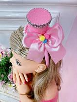 Tiara Infantil Circo Rosa e Prata para Festa Luxo Tiara Infantil Circo Rosa e Prata para Festa Luxo