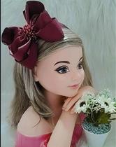 Tiara Infantil Marsala com Laço e Miolo de Pérolas para Meninas