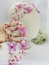 Tiara Jardim das Borboletas - Duas Voltas - Cor Pink Tiara Jardim das Borboletas - Duas Voltas - Cor Pink