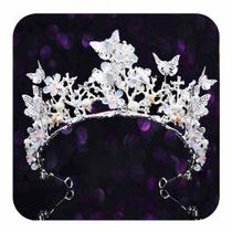 Tiara Kilshye Silver Crown Butterfly Strass para mulheres