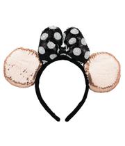 Tiara Laço Preto Branco Orelhas Rosê Lantejoulas Minnie - Disney