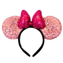 Tiara Laço Rosa Orelhas Rosa Minnie Lantejoulas - Disney Tiara Laço Rosa Orelhas Rosa Minnie Lantejoulas - Disney