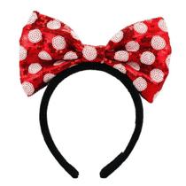 Tiara Laço Vermelho Branco Lantejoulas Minnie - Disney