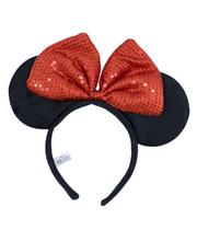 Tiara Laço Vermelho Com Orelhas Minnie Disney