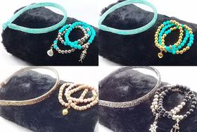 Tiara manta e 3 pulseiras perolas artificiais kit tiara ref tp3/ 0126a