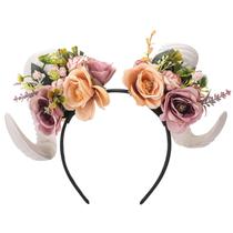 Tiara MOSTORY White Sheep Horns Flower para mulheres