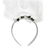 Tiara Noiva Fantasia C/ Flores Véu 52cm 2 Camadas Branca Tiara Noiva Fantasia C/ Flores Véu 52cm 2 Camadas Branca