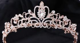 Tiara Noiva Princesa Dourada com Cristais Austríacos Alto Brilho
