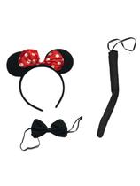 Tiara Orelha De Ratinha Minnie Pelucia Gravata E Rabinho Halloween Festas Carnaval