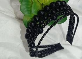 Tiara Pérola Preta Marília Mendonça Arquinho Moda Tendência 3 em 1