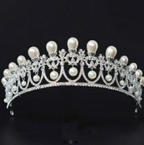 Tiara Pérolas Balanço Para Noivas Folheado Prata Tiara Pérolas Balanço Para Noivas Folheado Prata