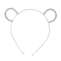 Tiara strass delicado gatinho pandinha prateado