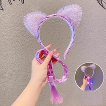 Tiara Trança Princesa Brilante Led Com Orelhas De Gato