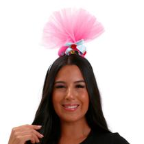 Tiara Troll com Tule e Detalhes de Flores Acessório de Carnaval Tiara Troll com Tule e Detalhes de Flores Acessório de Carnaval