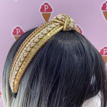 Tiara Turbante Bordada com Pedrinhas