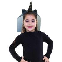 Tiara Unicórnio Infantil Preto Com Véu de Halloween - Global Fantasias