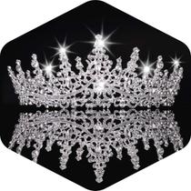 Tiara y coronas Kamirola plateadas de cristal para bodas para mujeres