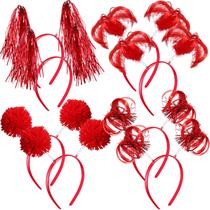 Tiaras Censen Halloween Pom Pom Tinsel embrulhadas em 8 peças vermelhas Tiaras Censen Halloween Pom Pom Tinsel embrulhadas em 8 peças vermelhas