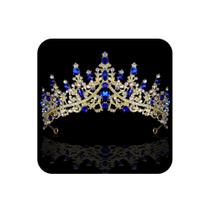 Tiaras COCIDE Blue Crowns para mulheres em liga de cristal azul royal