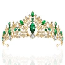 Tiaras Crown TAROSE em ouro e cristal verde para mulheres e meninas Tiaras Crown TAROSE em ouro e cristal verde para mulheres e meninas