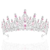 Tiaras Crown TAROSE em prata e cristal rosa para mulheres e meninas Tiaras Crown TAROSE em prata e cristal rosa para mulheres e meninas