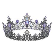 Tiaras de casamento barrocas Crown SWEETV Queen para mulheres, pretas e cinzentas