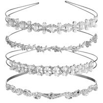 Tiaras de casamento TecUnite Rhinestones Crystal Flower 4 unidades