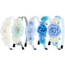 Tiaras de flores Dizila, azul marfim, plástico para meninas, 5 unidades