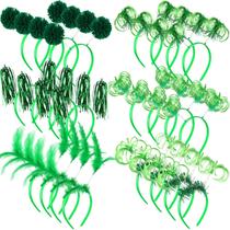 Tiaras de Halloween Censen, 24 peças de enfeites verdes com pompom e enfeites Tiaras de Halloween Censen, 24 peças de enfeites verdes com pompom e enfeites