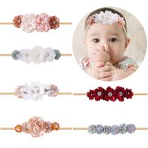 Tiaras para bebês e meninas NUWAJP 6 peças de flores, nylon, elástico