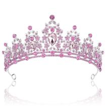 Tiaras Princess SuPoo Pink Crystal para mulheres, rainha do aniversário