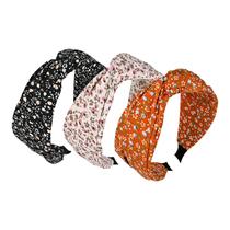 Tiaras Yonchic Flower Print de 3 peças para mulheres (preto, branco e vermelho)