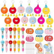 TICIAGA Kit de 36 Canetas com Chaveiro de Pompom Peluciado para Presente