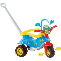 TicoTico Triciclo Dino Azul Motoca Infantil com Haste Acessórios mais Adesivo