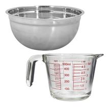 Tigela 3,2 Litros Grande Inox Confeitar Com Jarra De Medir Tigela 3,2 Litros Grande Inox Confeitar Com Jarra De Medir