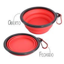 Tigela 350ml para Pet Comedouro e Água Retrátil cachorro gato dog - Rosa/Vermelho SORTIDOS