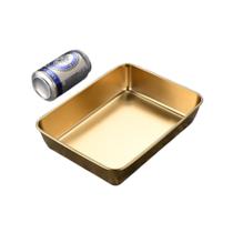 Tigela Bandeja Aço Inox Dourado 26x20.4x5.4 cm Bacia Multiuso Cozinha F-G