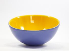 Tigela Bowl 600ml de Capacidade Oxford Bicolor Amarelo/Azul Hotersia Cerâmica Sopa/Cereal/ Mesa Posta - AB37-0114