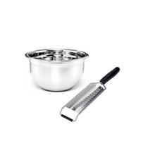 Tigela Bowl Aço Inox Escovado 3L e Ralador 1 Face Preto Tigela Bowl Aço Inox Escovado 3L e Ralador 1 Face Preto