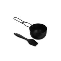 Tigela Bowl Alça e Pincel Culinario Silicone Preto Churrasco