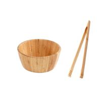 Tigela Bowl Bambu e Pegador Alimentos Salada Buffet 2un Tigela Bowl Bambu e Pegador Alimentos Salada Buffet 2un