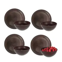 Tigela Bowl Cumbuca e Prato Lanche Salada Açai Marrom 4 Kits Tigela Bowl Cumbuca e Prato Lanche Salada Açai Marrom 4 Kits