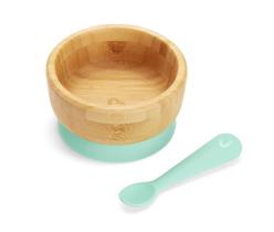 Tigela Bowl De Bambu Com Ventosa E Colher Silicone Munchkin