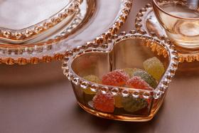 Tigela bowl de cristal ambar metalizado em formato de coração - Lyor