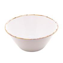 Tigela Bowl De Melamina Branco Com Borda Bambu Para Sobremesas Sorvete 15cm - Wolff