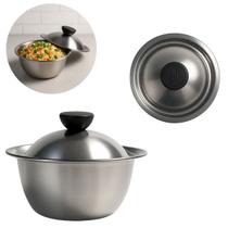Tigela Bowl De Metal C/ Tampa 550ml Saladeira Resistente