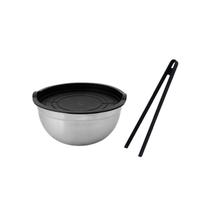 Tigela Bowl Inox 3,5L e Pegador Silicone Preto Buffet 2un Tigela Bowl Inox 3,5L e Pegador Silicone Preto Buffet 2un